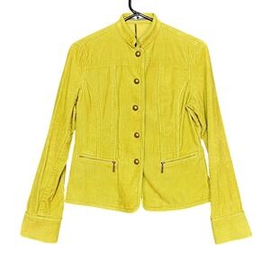 Liz Claiborne Corduroy Blazer Jacket Women's‎ S Chartreuse Button Front Pockets